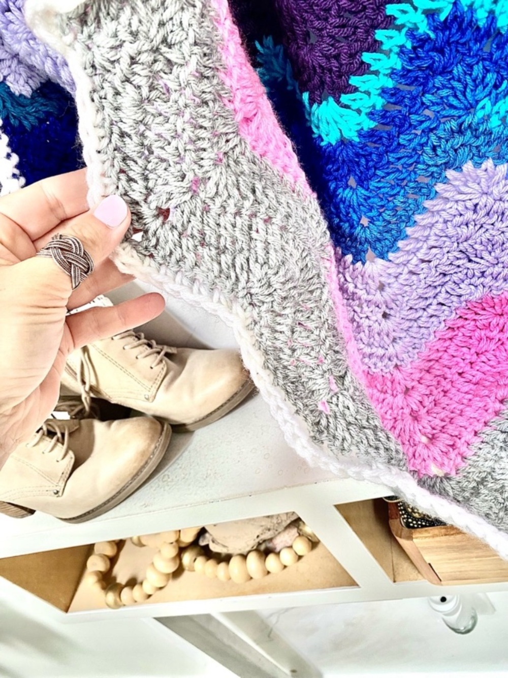 Artisan Chevron unicorn boho Cocoon shrug kimono cover up w cottagecore vibe - Picture 9 of 10